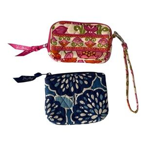 Vera Brandley Floral Pink Wristlet & Blue Floral mini coin purse